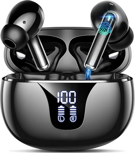 Wireless Earbuds with Screen, Bluetooth 5.4 Head Phones, 48H Playtime, Touch Control HiFi Stereo True Earphones in Ear,Ear Buds Headphone for iPhone,andriod and Phone,Ear Buds for Sports/Workout