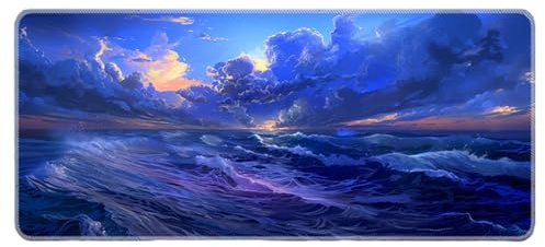 HongXINGDd Ocean waves Landscape Large Gaming Mouse Pad XL Extended mouse pad Non-Slip Rubber Base Keyboard Mat for Home Office Accessories