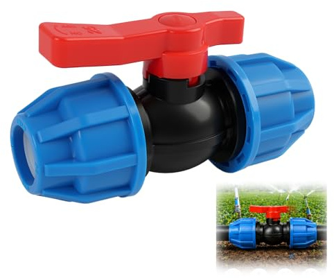 HoxzoDa Válvula PE Fitting 25mm PN10 Para Tuberías De Riego De Polietileno | Válvula PVC 25mm Paso Agua Encolar,Válvula de bola de tubo de polietileno,Hogar Válvula de Riego de Plomería de Jardín
