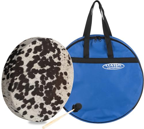 Classic Cantabile HSD-18 traditionelle Schamanentrommel - 18 Zoll 46 cm Rahmentrommel mit Rinderfell - massive Esche mit Haltevorrichtung und Schlägel - Set mit Tasche - Natur