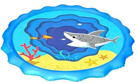 Sprinkler for Kids 67 Inches Shark Fountain Mat