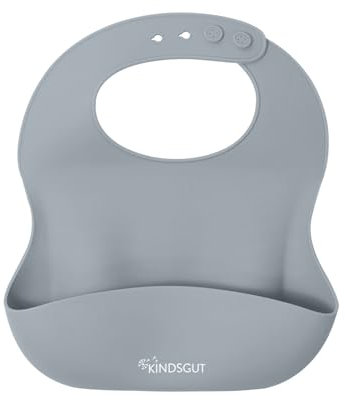 Kindsgut Silikonlätzchen, mit Auffangschale für Babys und Kleinkinder, dezente und moderne Farben, Dunkelgrau