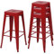 Mendler 4er-Set Barhocker HWC-A73, Barstuhl Tresenhocker, Metall Industriedesign stapelbar - rot