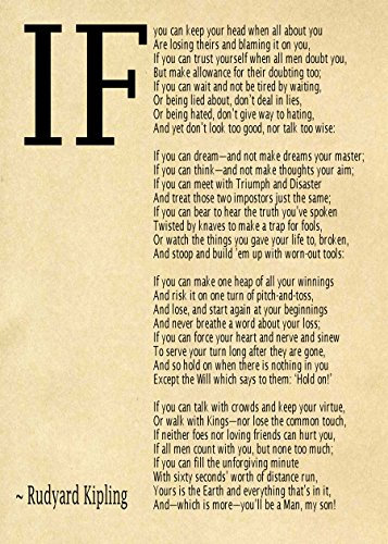 IF Poem Art Print IF Poem by Rudyard Kipling Art Print IF Poster If Poem Poster If Poem Print If Poem Wall Art If you can If by Kipling Poem (50cm x 70cm, Parchment)
