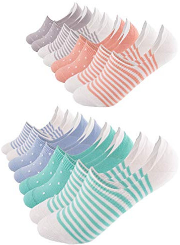 FOOTNOTE 8 Paar Unsichtbare Sneaker Socken Footies Füßlinge Invisible Socks mit Silikon Pastell 39-42
