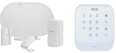ABUS Funk-Alarmanlage Smartvest Basis-Set Einbruchmeldeanlage inkl. Bewegungsmelder & Öffnungsmelder - Testsieger - weiß & Funk-Tastatur Smartvest zur De- und Aktivierung der Funk-Alarmanlage | weiß