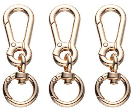 Garneck 3 Stück Drehbare Karabinerhaken Karabinerverschluss Push Gate Modeclips Klassischer Abzug Karabinerhaken Tasche Kettenschnalle Leder Bastelzubehör (Golden)