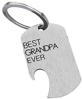 AmDxD Keyring, Stainless Steel Bottle Opener with Engraving Best Dad Husband Grandpa Ever, Silver Grandpa