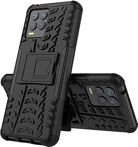 Funda para móvil Oppo Realme 8 / Realme 8 Pro con Soporte Protección 360 Grados 2 en 1 Carcasa Dura Resistente Antigolpes Protectora Heavy Duty Rugged Armor Case (Oppo Realme 8 / Realme 8 Pro, Negro)