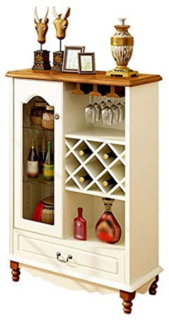 TOMYEUS Barschrank Weinschrank aus Holz for den Haushalt, Kleiner Weinbarschrank mit quadratischem Weinlagergitter, Mehrzweck-Weinbäckerregal, Sideboard Weinschrank (Color : A)