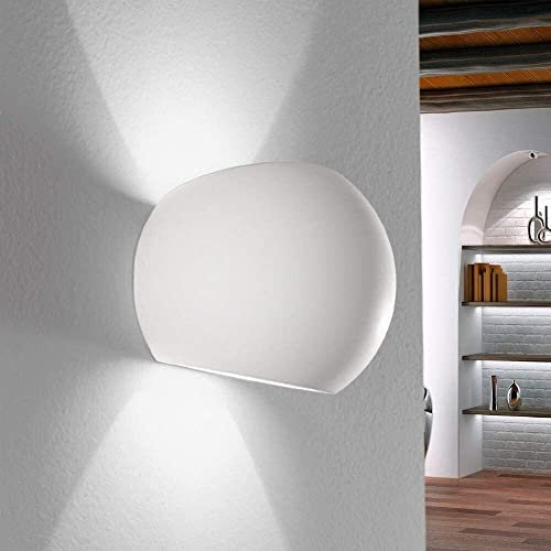 Partenopea® Applique in Gesso Bianco verniciabile Lampada da Parete per muro dal design moderno per Lampadine con Attacco G9 arredo casa locali bar ristoranti (Ellisse)