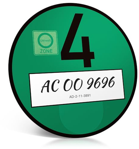 schildEVO Offizielle Grüne Umweltplakette | Legal & Amtlich | Euro 4 Feinstaub-Plakette | Grüne Plakette für Umweltzone | environmental badge | emissions sticker (SCRIPT-Schrift)