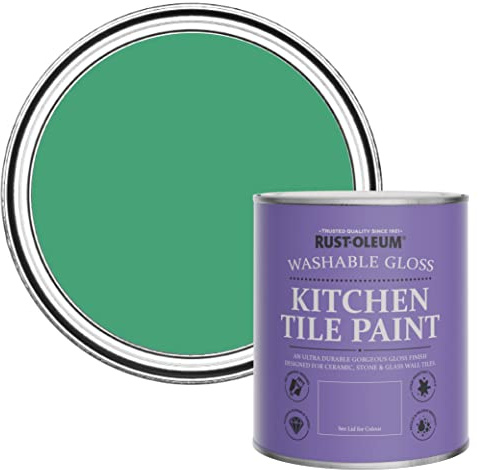 Rust-Oleum Green Water-Resistant Kitchen Tile Paint in Gloss Finish - Emerald 750ml