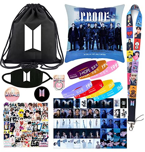 GUNBAK BTS Fanartikel BTS Merch Gifts Set Includes Backpack Pillow Case Photocards Bracelets Face Mask Lanyard Stickers Button Pin Phone Stand Kpop Merch