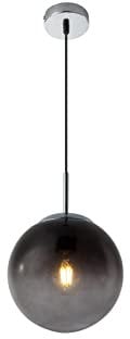 Ausgefallene Pendelleuchte mit Glaskugel 1-flammig, Design Rauchglas, Ø 20cm