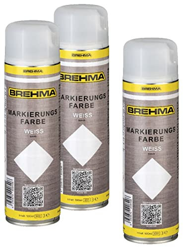 BREHMA 3x Markierungsspray Forstspray Markierungsfarbe weiss 500ml