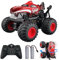 ACAMMZAR Ferngesteuertes Auto, 2.4GHz 20+km/h Ferngesteuertes RC Monster Truck mit 2 Akkus 60 Mins+, RC Stunt Spielzeug Auto Sprühnebel Musik, für 6 7 8 9 10 Jahre Alte Kinder Erwachsene, Rot