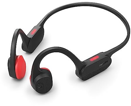 PHILIPS TAA5608BK/00 Cuffie Sportive Open-Ear Wireless, Conduzione Ossea, Bluetooth LE Audio e LC3, Resistenza all'Acqua IPX5, 6 Ore di Riproduzione, Luci di Sicurezza LED, Microfono, Nero