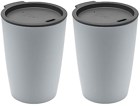 Magu 2er Set Natur-Design Trinkbecher Coffee to Go Grau ca. 310 ml aus einem Polymer aus natürlichen Materialien Mehrwegbecher Kaffeebecher