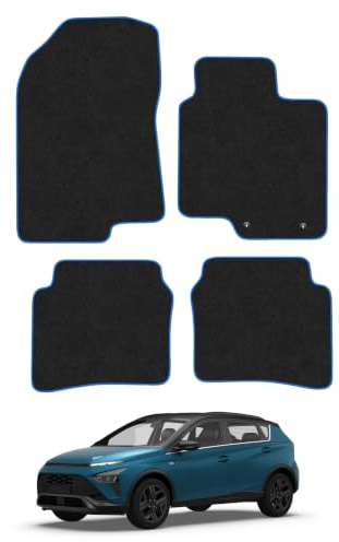 Fits Hyundai Bayon (2021+) [Mild Hybrid] Carpet Car Mats | Blue Edge Trim Tailored Fit Floor Mats Full Coverage Protection Accessories Easy Clean Anti Slip Made in the UK