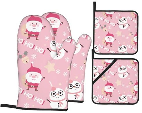 Pameencos Christmas Baking Quartett – Küchen-Backset mit Ofenhandschuhen, hitzebeständige Ofenhandschuhe