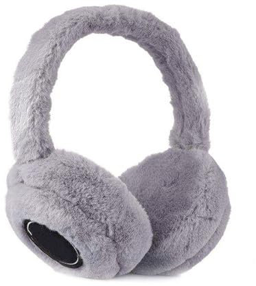 FAMKIT Cache-oreilles Bluetooth musicaux, pliable, en peluche moelleuse, chauffe-oreilles, avec fonction Bluetooth, casque sans fil, pour temps froid, gris, M