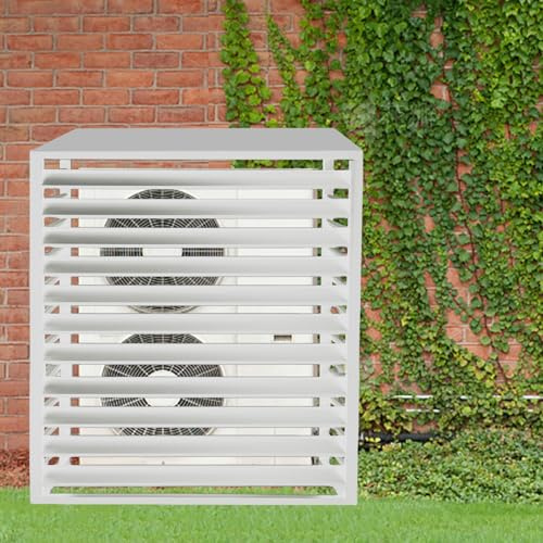 Abdeckung für Klimaanlage und Wärmepumpe Verkleidung für Außengerät Garten Balkon Sichtschutz for den Außenbereich Zaun Mülleimer Blumenständer Raumteiler Schutzgitter aus Aluminium mit Lamellen AC-Ab