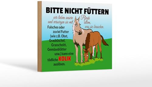 FEMER Holzschild Hinweis 18x12 cm Bitte Nicht füttern Pferd Kolik