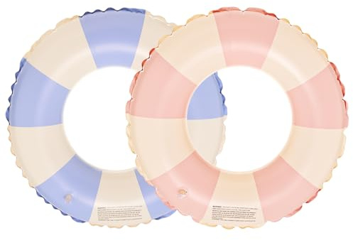 Aitsite 2 Stück gestreifte aufblasbare Schwimmringe für Erwachsene, schwimmender Schwimmring, transparente Poolschwimmer mit Pailletten, Gummiring für Erwachsene 100 cm, für Sommer-Poolparty und Wass
