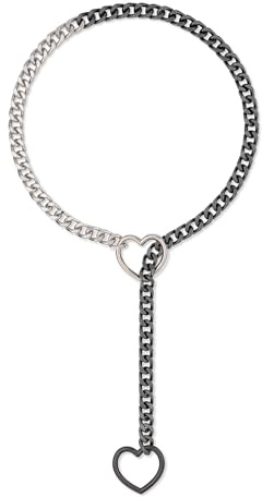 ADEMISHIA Heart O-Ring Slip Chain Halskette für Frauen, Handgemachter Punk Gothic Schmuck Verstellbare Lariat Y-Halskette