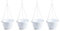 Acan Tradineur - Pack de 4 macetas Redondas Colgantes de plástico, Tiesto, macetero, Recipiente para Plantas, Flores, balcón, terraza, hogar, Fabricada en España (Blanco, 25 x 15 cm)