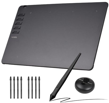 Jemora T906 Grafik-Zeichentablett, ultradünnes Kunstkreations-Skizzen-Tablet mit batterielosem Stift, 8 Stiftspitzen, 8192 Druckstufen, 10 individuelle Tastenkombinationen, kompatibel mit Windows