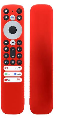 Remote Control Case Cover Compatible for TCL RC902V FMR1, TV Voice Remote Control Silicone Anti-slip Sleeve Replacement with Lanyard(Case Only) (Red)