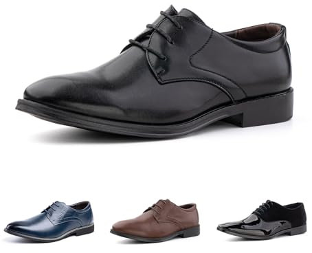 Hitmars Anzugschuhe Herren Lederschuhe Faux Business Oxford Derby Schuhe Hochzeits Klassischer Schnürschuh Männer HW2-Schwarz EU44