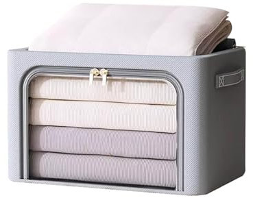 PALE Boîte De Rangement For Vêtements En Tissu Oxford, Organisateur De Vêtements For Placard À Domicile, Boîte De Rangement Pliante En Tissu, Rose (Geel : Gris, Size : 72L)