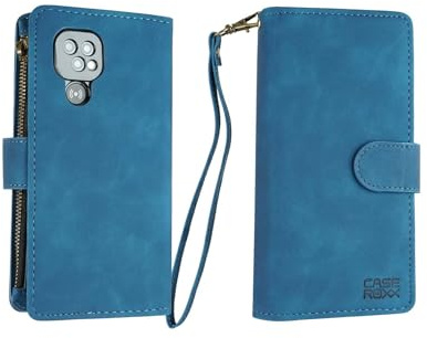 caseroxx Handy-Portemonnaie für Doro 8100/8110 / 8200/8210 / 8220, blau | Handytasche im Portemonnaie-Stil mit Platz für Karten und Bargeld, aus Velours-Kunstleder