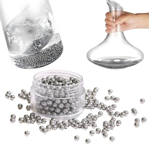AEIOPRS 1000 pcs Billes Nettoyantes Carafe à décanter Réutilisables Perles de Nettoyage en Acier Inoxydable Billes Carafe à Vin pour Bouteilles Eau Vases Verre