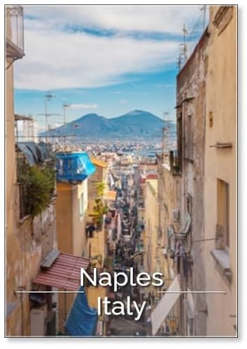 Kühlschrankmagnet Old Street in Neapel (Napoli) mit Blick auf den Vesuv