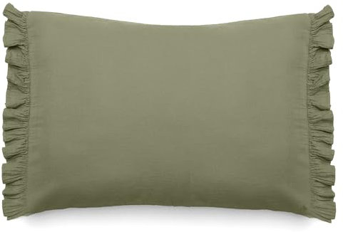 Linnea Kissenbezug aus Baumwollmusselin, 40 x 60 cm + 5 cm, Elza, Moosgrün
