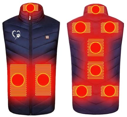 Battnot 2024 Testsieger Beheizbare Weste für Herren Damen, Beheizbare Weste Heizweste Herren Damen 9 Zonen Heizung 3 Temperaturregler Beheizte Weste (Ohne Powerbank) Beheizbare Jacke