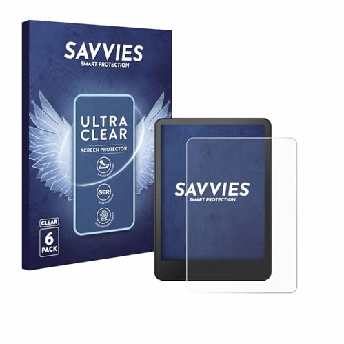 savvies Protector Pantalla para Amazon Kindle Paperwhite 2024 (12. Gen.) (6 Unidades) Película Ultra Transparente