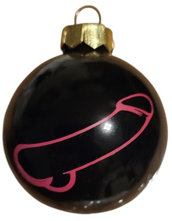 Glas-Christbaumkugel, Matt oder glänzend, 6 cm, Verschiedene Motivfarben, Penis (glänzende Kugel neonpinker Penis)