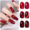 BORN PRETTY Burgundy Red Gel Nail Polish Set 6 Colors Wine Red Dark Glitter Polish Gel Classic Popular Sparkling Bloody Mary Gel Nail Varnish Soak Off Nail Art DIY Salon for Women