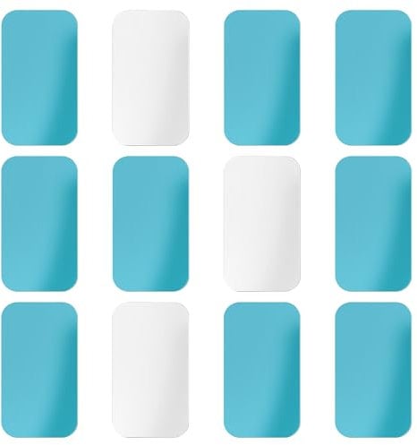 BOXOB 12pcs Under Cabinet Lights Magnetic Stickys, Metal Self Adhesive Magnetic Pads Strips for Under Counter & Cabinet Lighting Universal Replacement Stick On Magnet Tape Sheets (Rectangle 1)