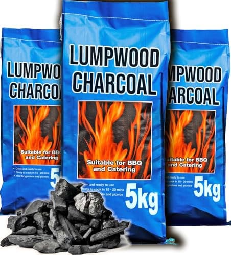 5kg Bag of Premium Lumpwood BBQ Charcoal, Bag of Hotter Burning Coal Barbecue smoking Lump wood Charcoal, Perfect for Outdoor Grills (3x 5kg)
