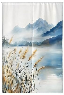 ChangTsingLee Japanische Stil Gardinen Türvorhang Polyester Tür Halber Vorhang Teiler Halbschatten Vorhänge Raumteiler Kurz Atmungsaktive Noren Im Japanischen Stil 1068670x150cm