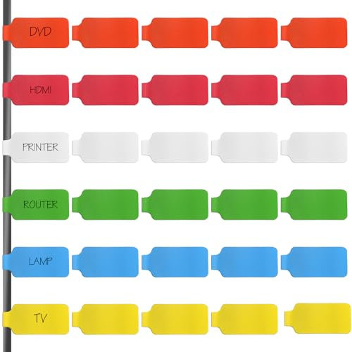 30 Pcs Reusable Cable Cord Wire Labels Cable Labelling Tags Multicolored Handwriting Cables Tag for Computers Cables Organizing Wires Identification Management Large Colorful Nylon Portable