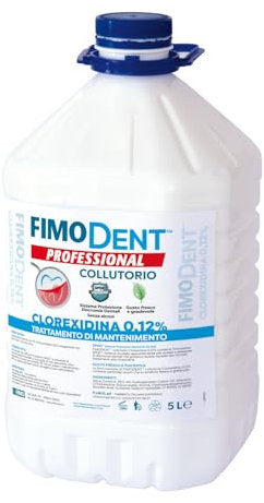 Fimodent Collutorio- Clorexidina 0,12% con SPDD (Sistema Protezione Discromie Dentali) e gradevole gusto menta - Trattamento antiplacca e antibatterico prolungato - 5000mL con dispenser.