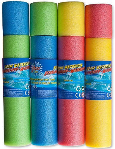 JUNG Wasserspritzkanone 4er Set – 54 cm XXL Schaumstoff Wasserpistole, Wasserkanone mit 15m Reichweite, schnell nachladend, ideal für Kinder & Erwachsene, Pool & Outdoor Wasserschlachten