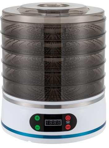 Dörrautomat Dörrgerät Mit 5 Einlegefächer, Dörrautomat Mit Temperaturregler 35–70 °C, Obsttrockner, Dehydrator, Für Obst Gemüse Fleisch Fisch Kräuter Pilze